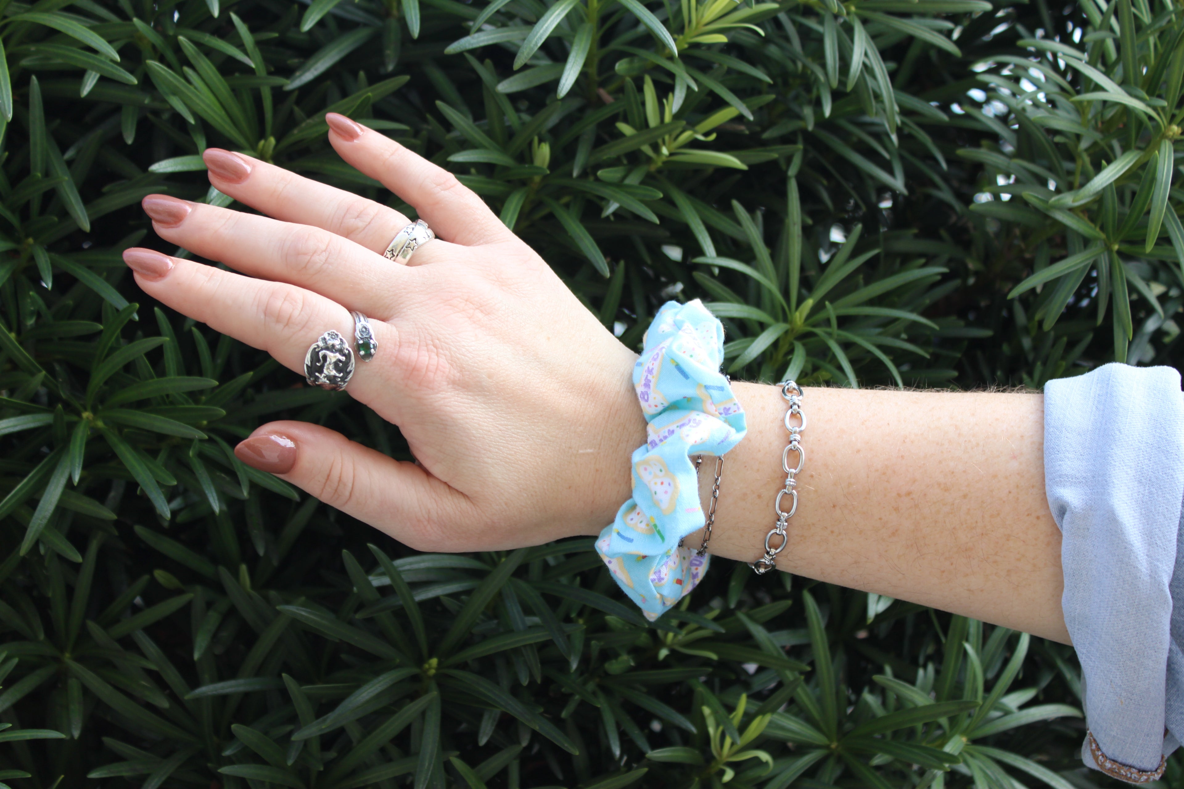 Happy Barkday Blue Matching Hair Scrunchie