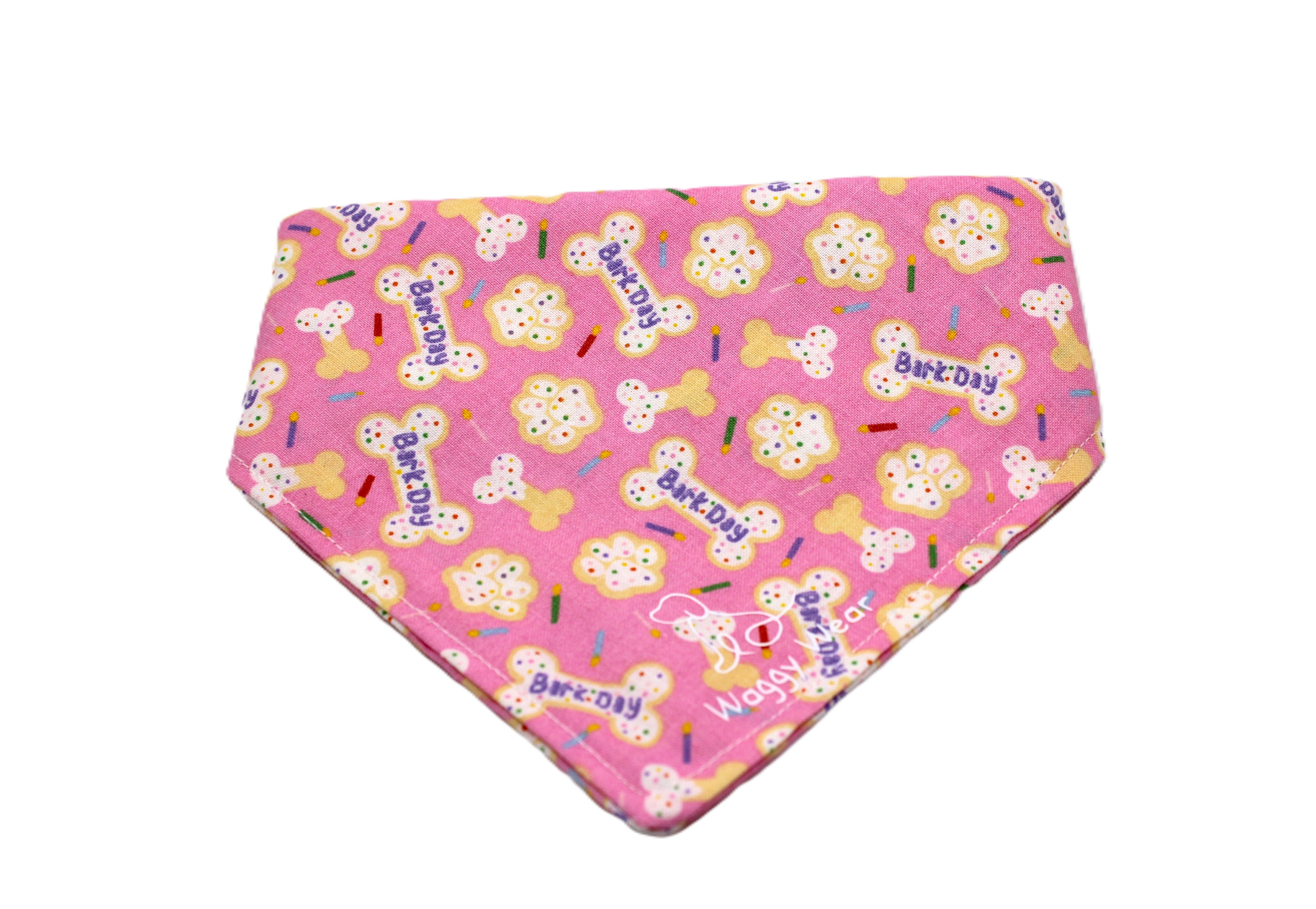 Happy Barkday Pink - Tie-On Dog Bandana